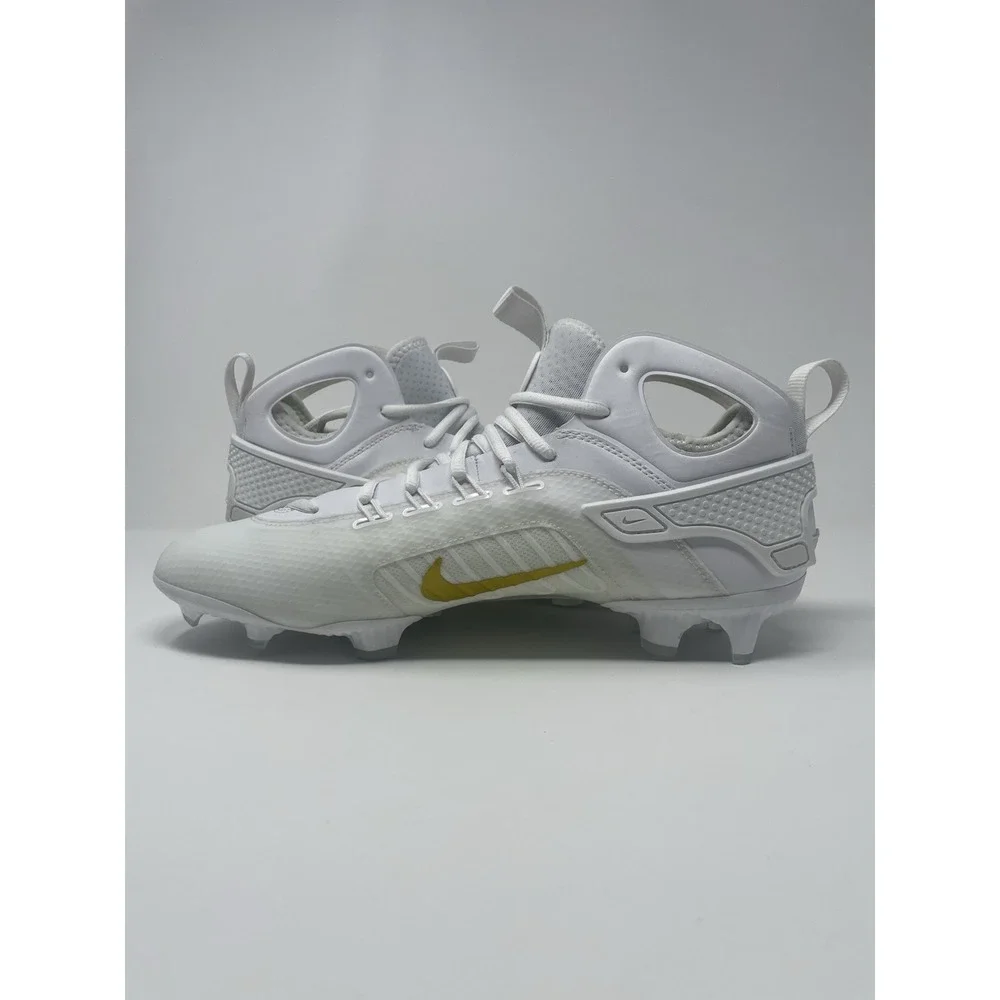 Nike Huarache 9 Elite LAX Mid Lacrosse Cleats White Gold Men's Size 12.5‎ New